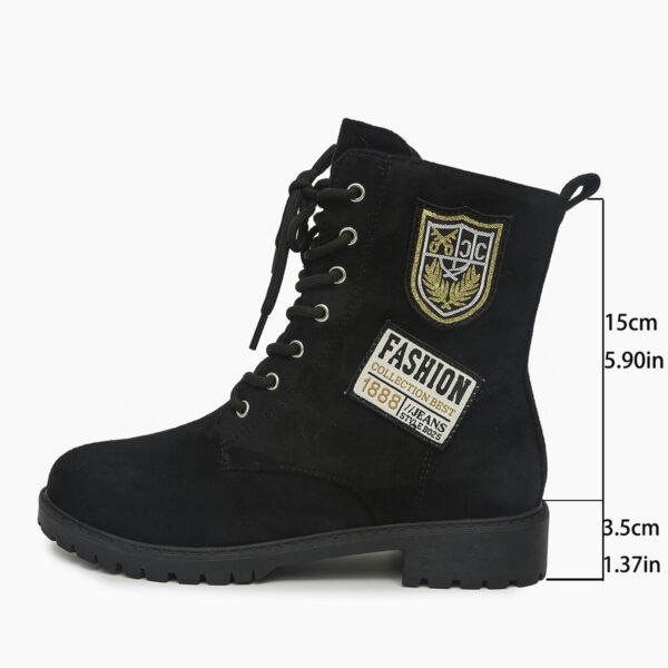 Fashion Lace-up Chunky Heels Boots Winter Round Toe Shoes For Women – Bild 8